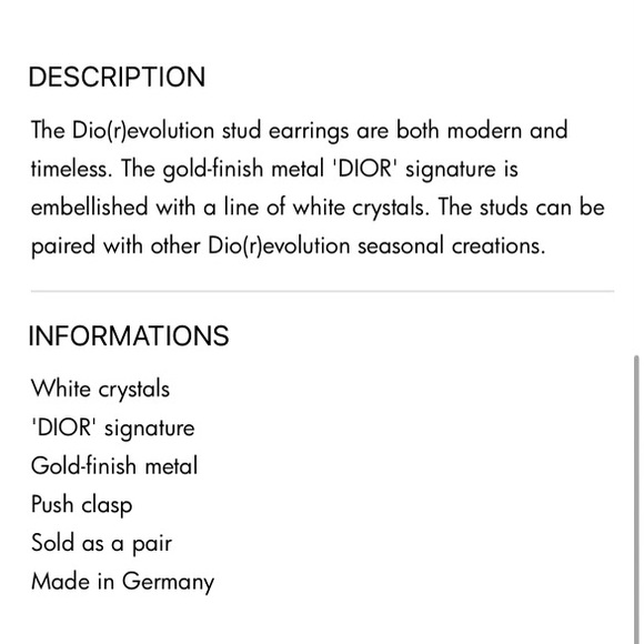 Christian Dio(r)evolution Stud Earrings - Picture 4 of 6